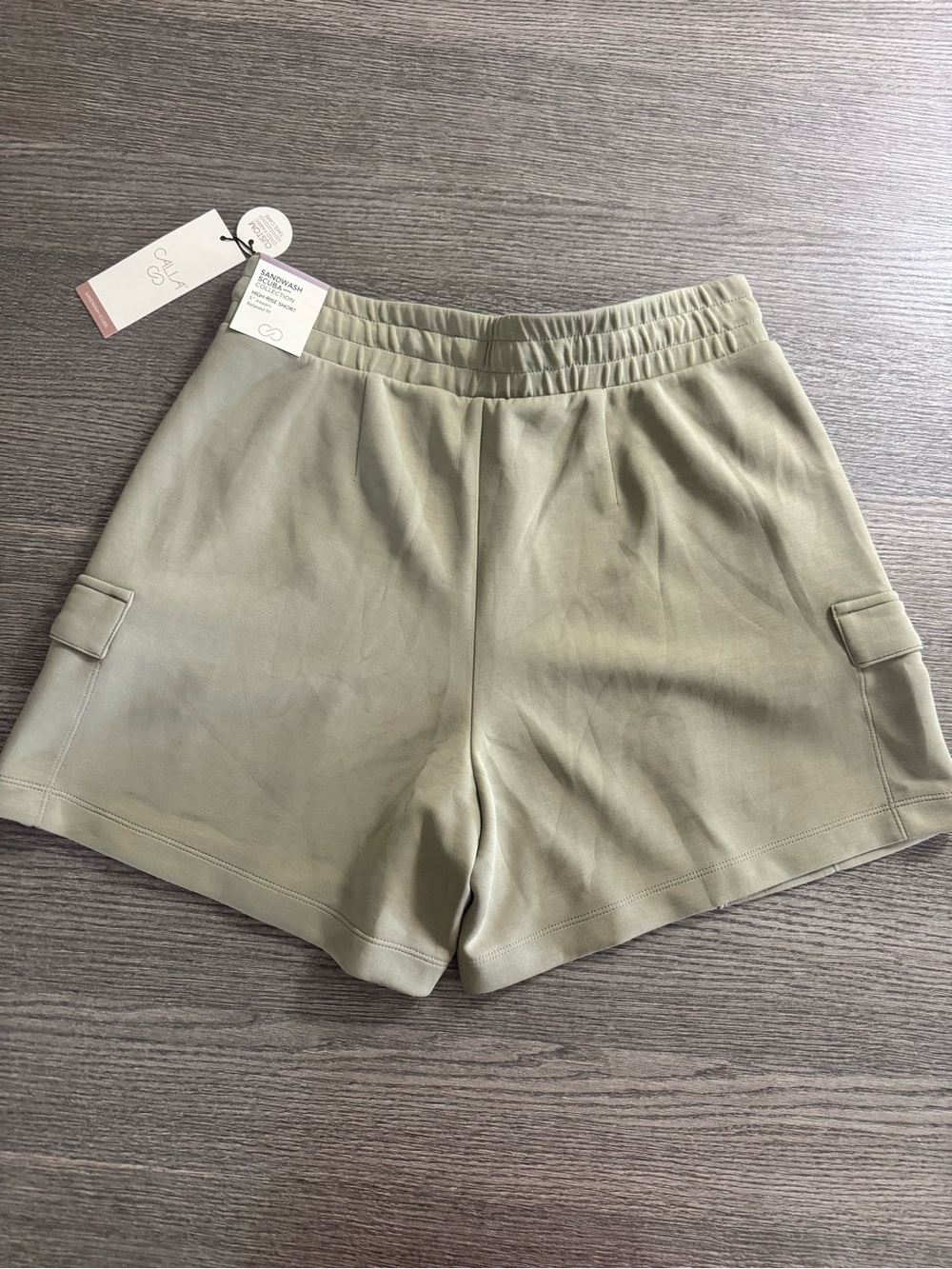 Calia Sandwash Scuba Women's Hi-Rise Cargo Shorts Size Medium Ground Fennel Soft - Picture 6 of 7
